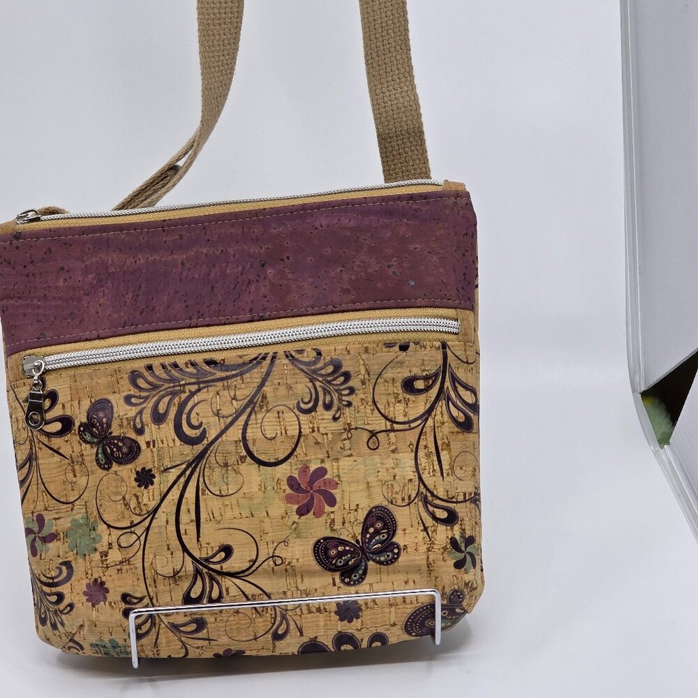 Bozie's Bags Vegan Cork Crossbody Floral Butterfly